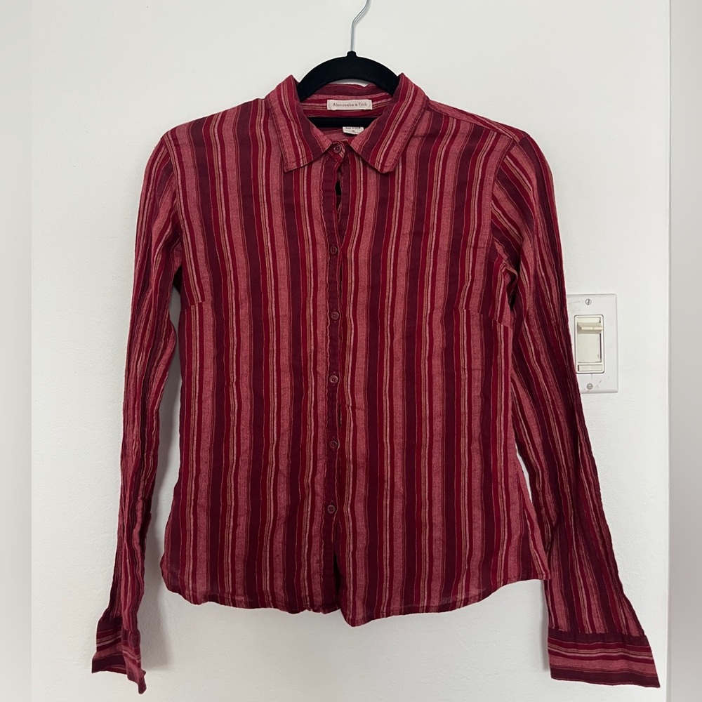 Vintage Abercrombie y2k Vertical Striped Button-Up Shirt